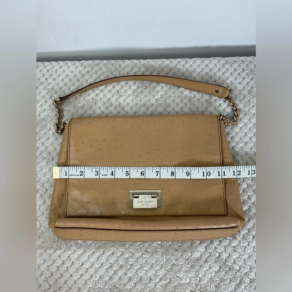Kate Spade Tan Ostrich Embossed Leather Shoulder Bag
